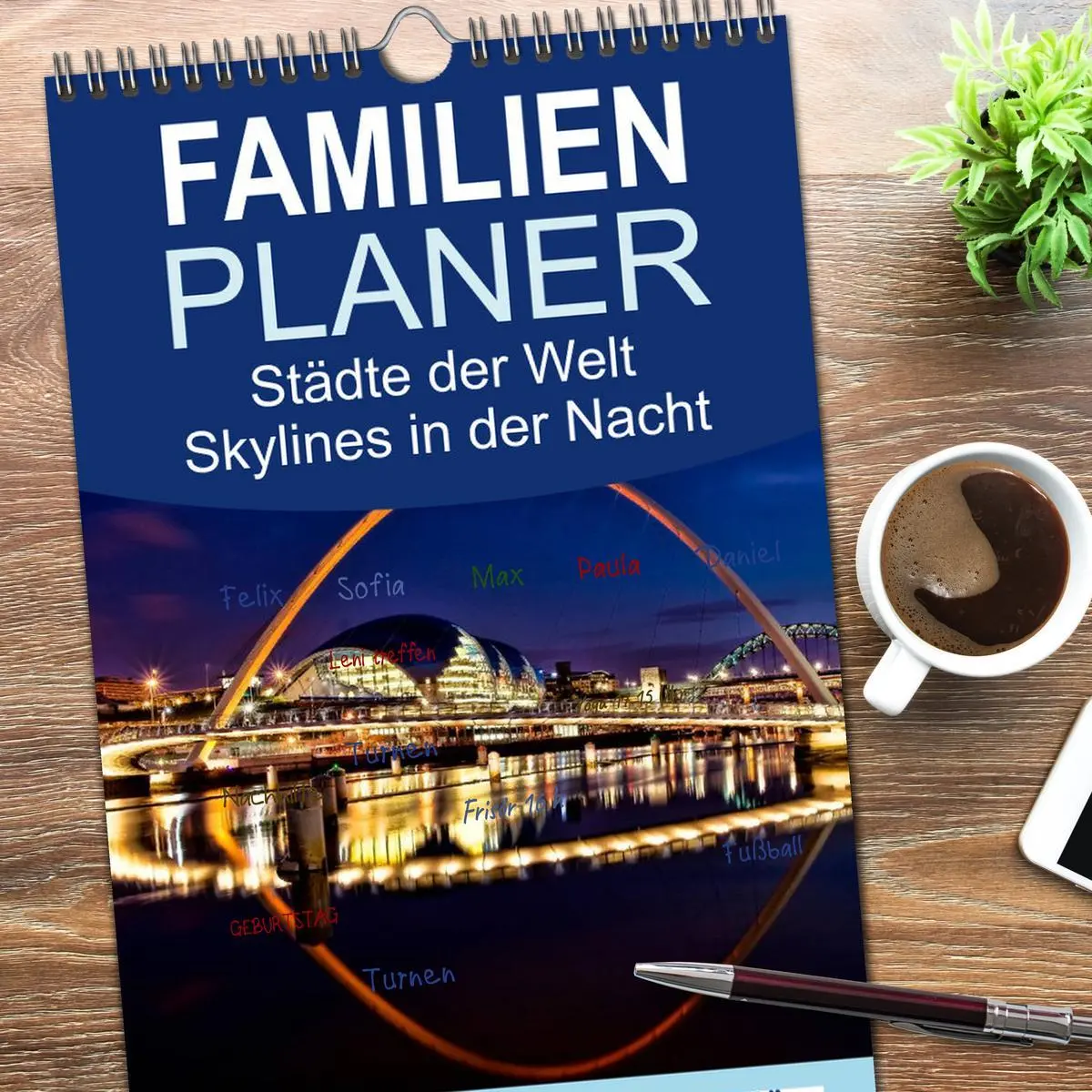 Bild: 9783516513981 | Familienplaner 2026 - Städte der Welt - Skylines in der Nacht mit 5...