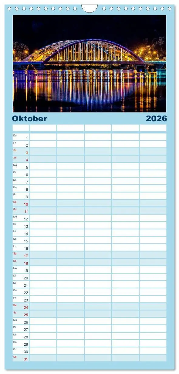 Bild: 9783516513981 | Familienplaner 2026 - Städte der Welt - Skylines in der Nacht mit 5...