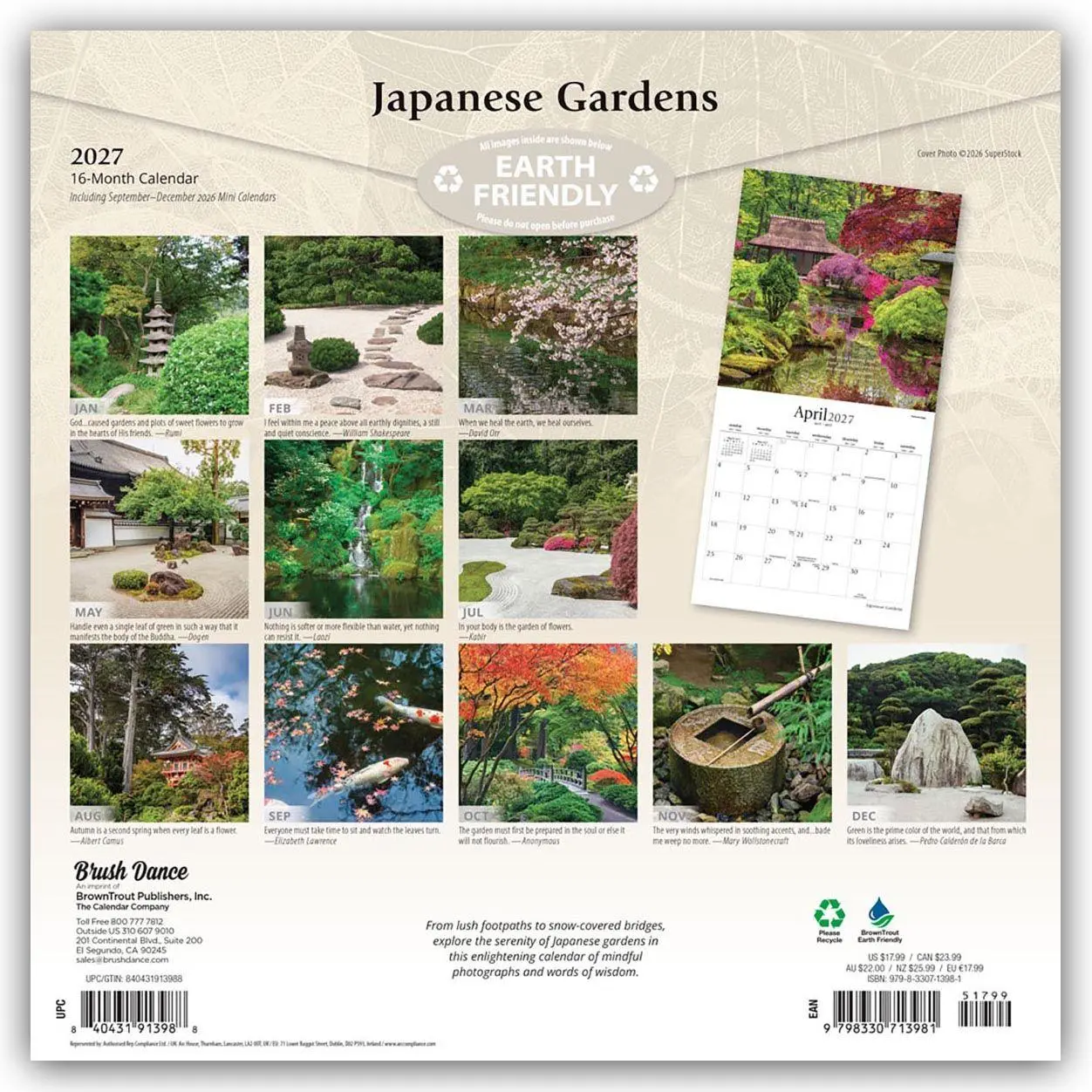 Rückseite: 9798330713981 | Japanese Gardens - Japanische Gärten 2027 - 16-Monatskalender | 28 S.