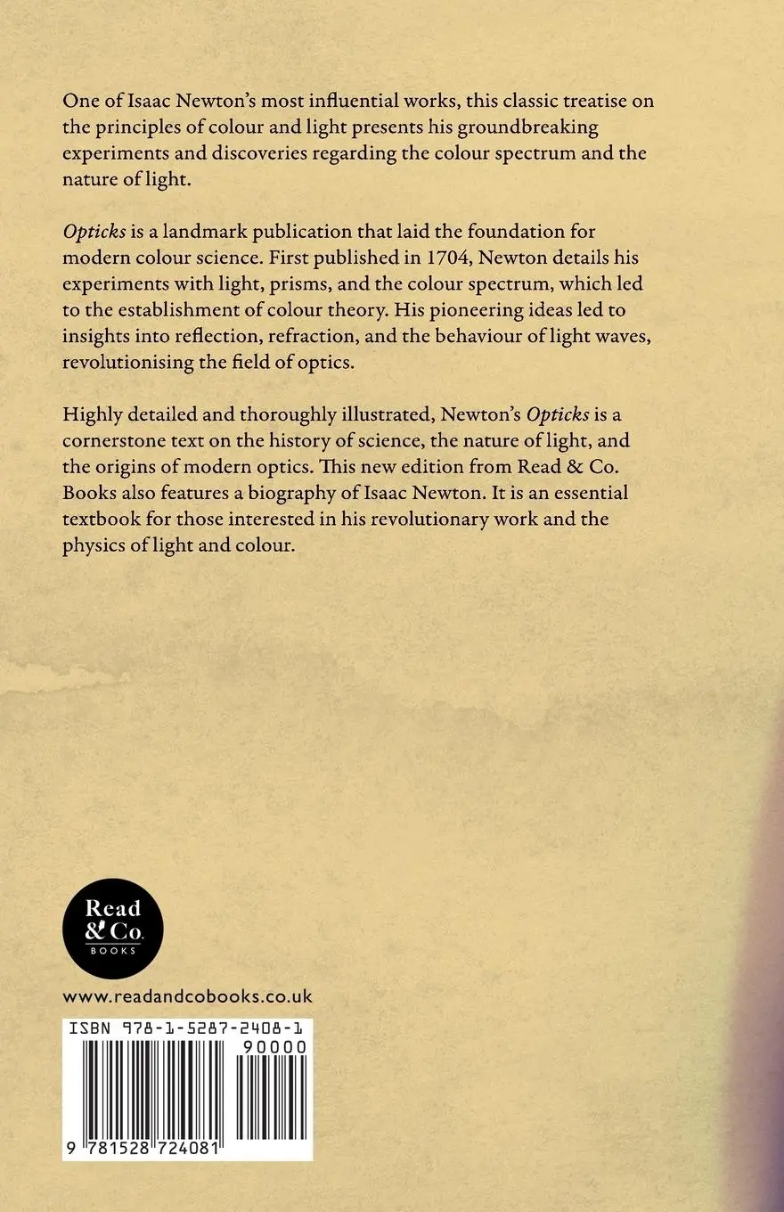 Rückseite: 9781528724081 | Newton's Opticks | Isaac Newton | Taschenbuch | Englisch | 2024