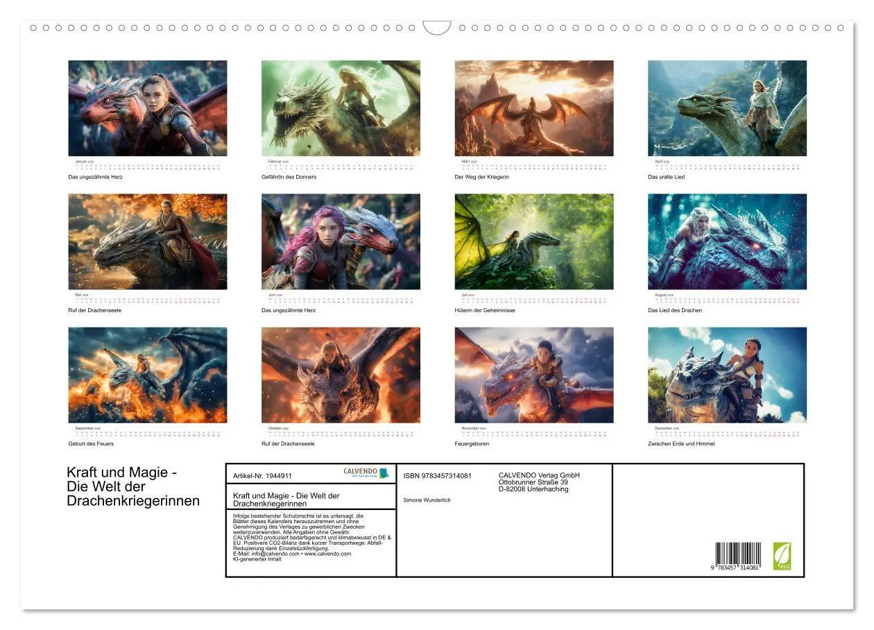 Bild: 9783457314081 | Kraft und Magie - Die Welt der Drachenkriegerinnen (Wandkalender...