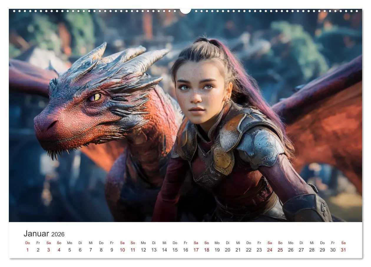 Bild: 9783457314081 | Kraft und Magie - Die Welt der Drachenkriegerinnen (Wandkalender...