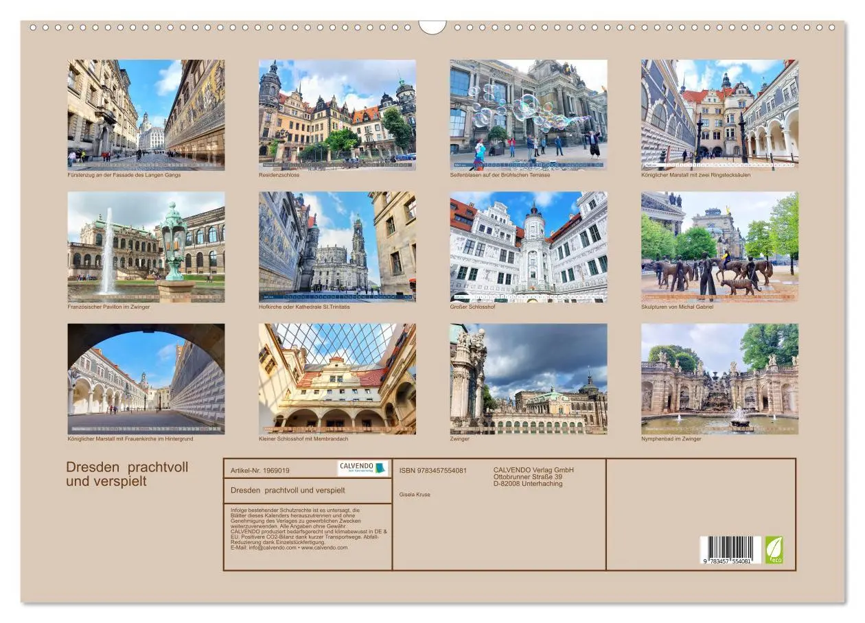 Bild: 9783457554081 | Dresden prachtvoll und verspielt (Wandkalender 2026 DIN A2 quer),...
