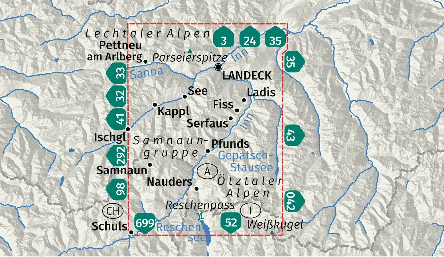 Bild: 9783991544081 | KOMPASS Wanderkarte 42 Landeck, Nauders, Samnaungruppe 1:50.000 | 2025