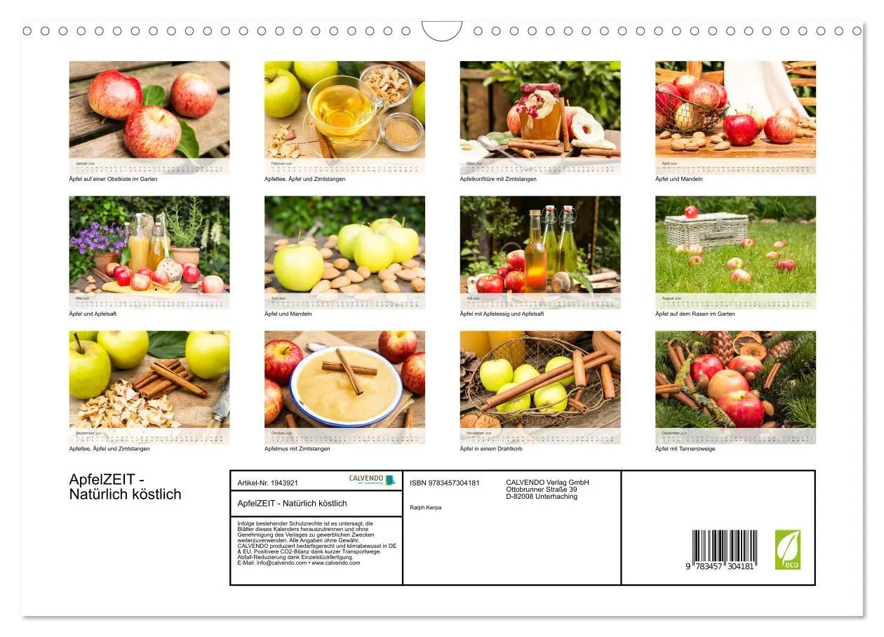 Bild: 9783457304181 | ApfelZEIT - Natürlich köstlich (Wandkalender 2026 DIN A3 quer),...