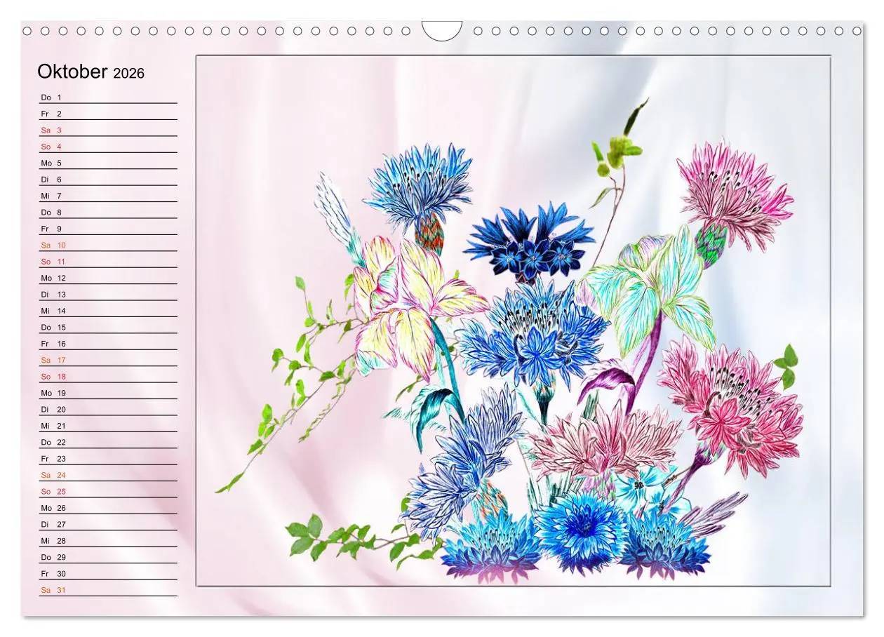 Bild: 9783516014181 | Blumen-Zeichnungen (Wandkalender 2026 DIN A3 quer), CALVENDO...