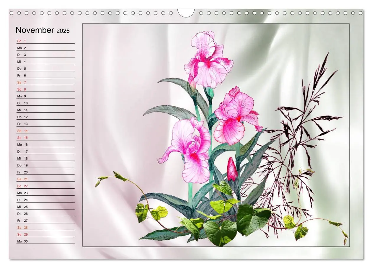 Bild: 9783516014181 | Blumen-Zeichnungen (Wandkalender 2026 DIN A3 quer), CALVENDO...