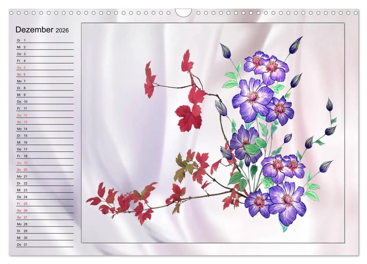 Bild: 9783516014181 | Blumen-Zeichnungen (Wandkalender 2026 DIN A3 quer), CALVENDO...