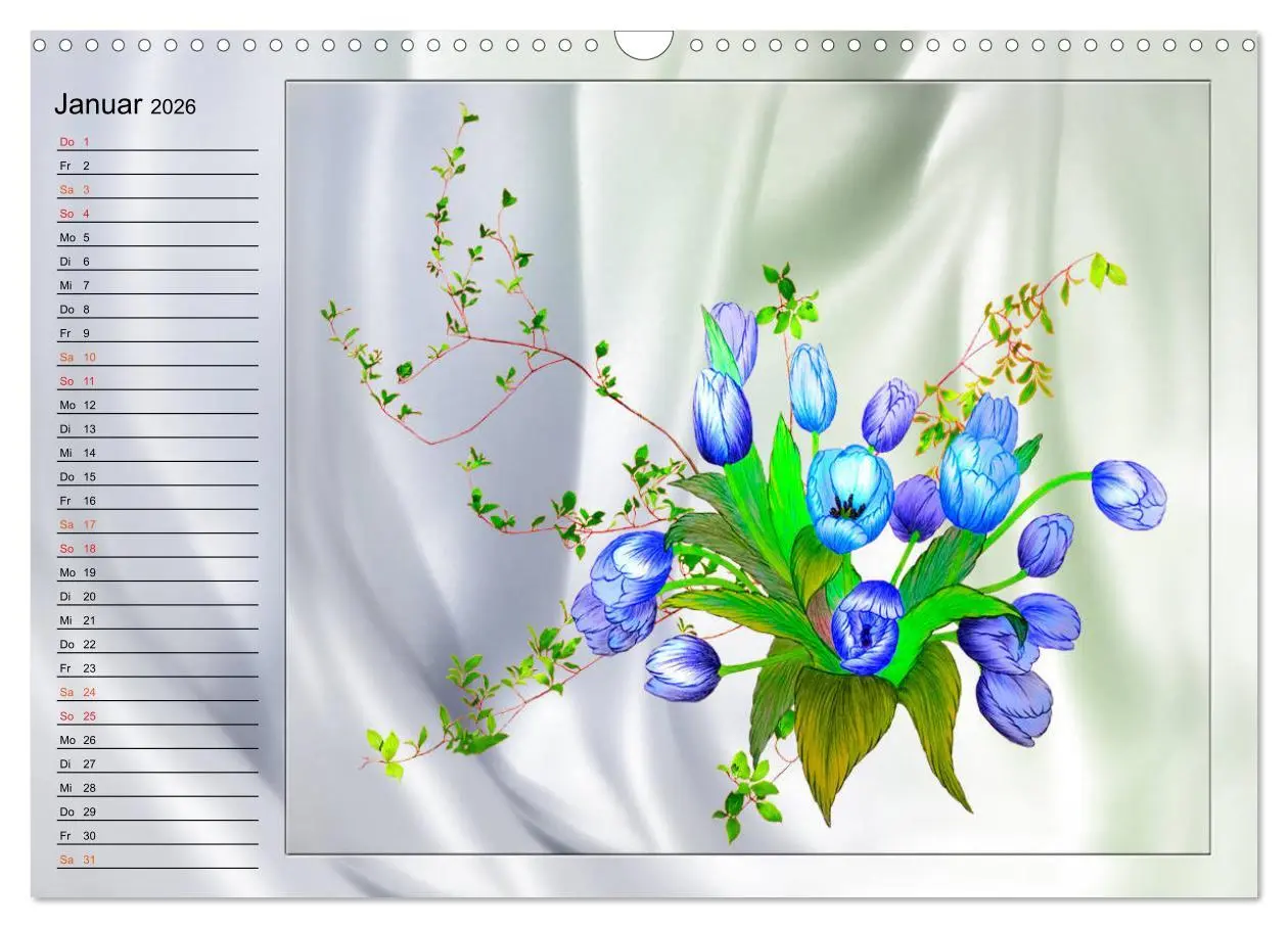 Bild: 9783516014181 | Blumen-Zeichnungen (Wandkalender 2026 DIN A3 quer), CALVENDO...