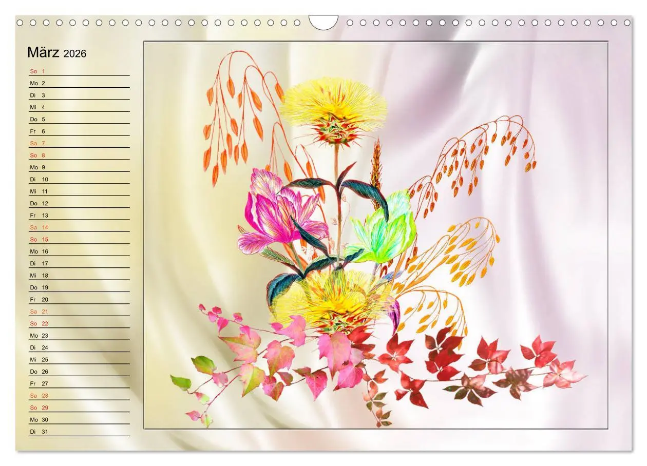 Bild: 9783516014181 | Blumen-Zeichnungen (Wandkalender 2026 DIN A3 quer), CALVENDO...