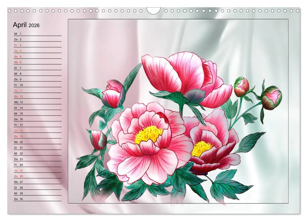Bild: 9783516014181 | Blumen-Zeichnungen (Wandkalender 2026 DIN A3 quer), CALVENDO...