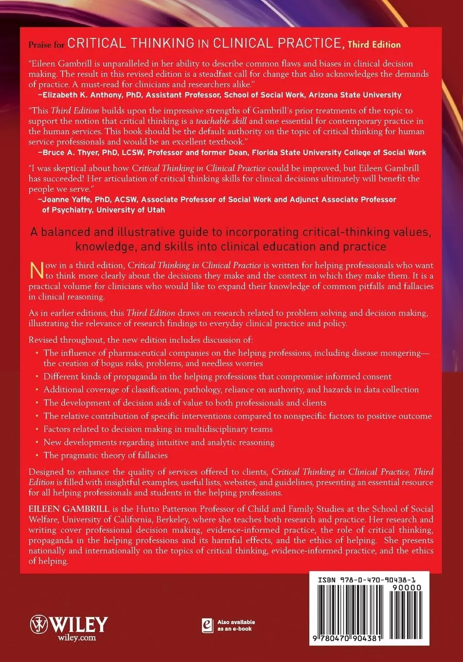Rückseite: 9780470904381 | Critical Thinking in Clinical Practice | Eileen Gambrill | Taschenbuch