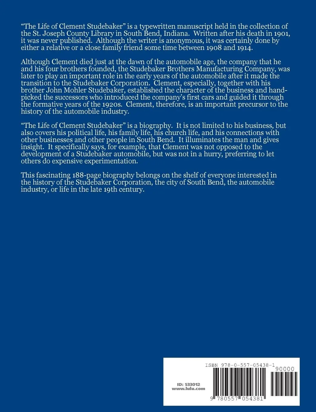Rückseite: 9780557054381 | The Life of Clement Studebaker | Author Unknown | Taschenbuch | 2009
