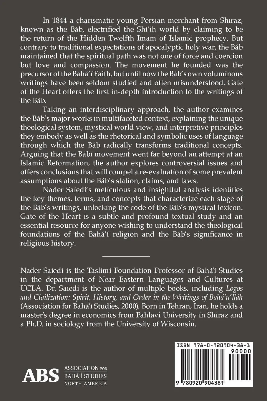 Rückseite: 9780920904381 | Gate of the Heart | Understanding the Writings of the Bab | Saiedi