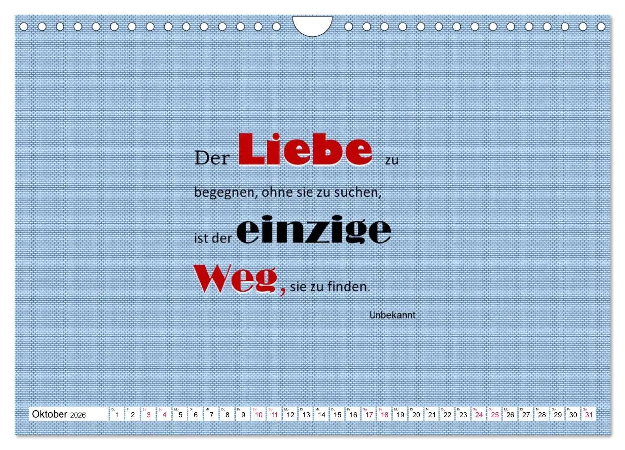 Bild: 9783457694381 | Zitate und Sprüche In Sachen LIEBE (Wandkalender 2026 DIN A4 quer),...