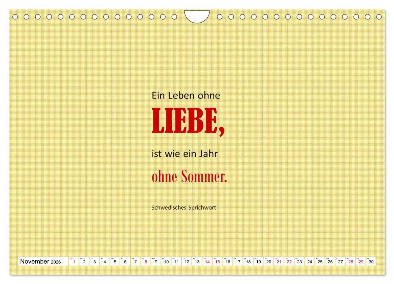 Bild: 9783457694381 | Zitate und Sprüche In Sachen LIEBE (Wandkalender 2026 DIN A4 quer),...