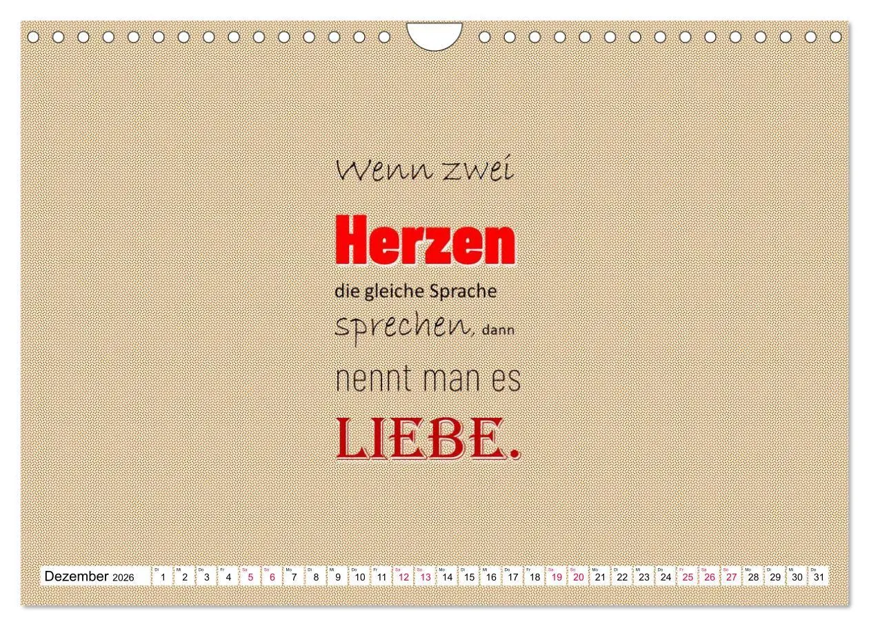 Bild: 9783457694381 | Zitate und Sprüche In Sachen LIEBE (Wandkalender 2026 DIN A4 quer),...
