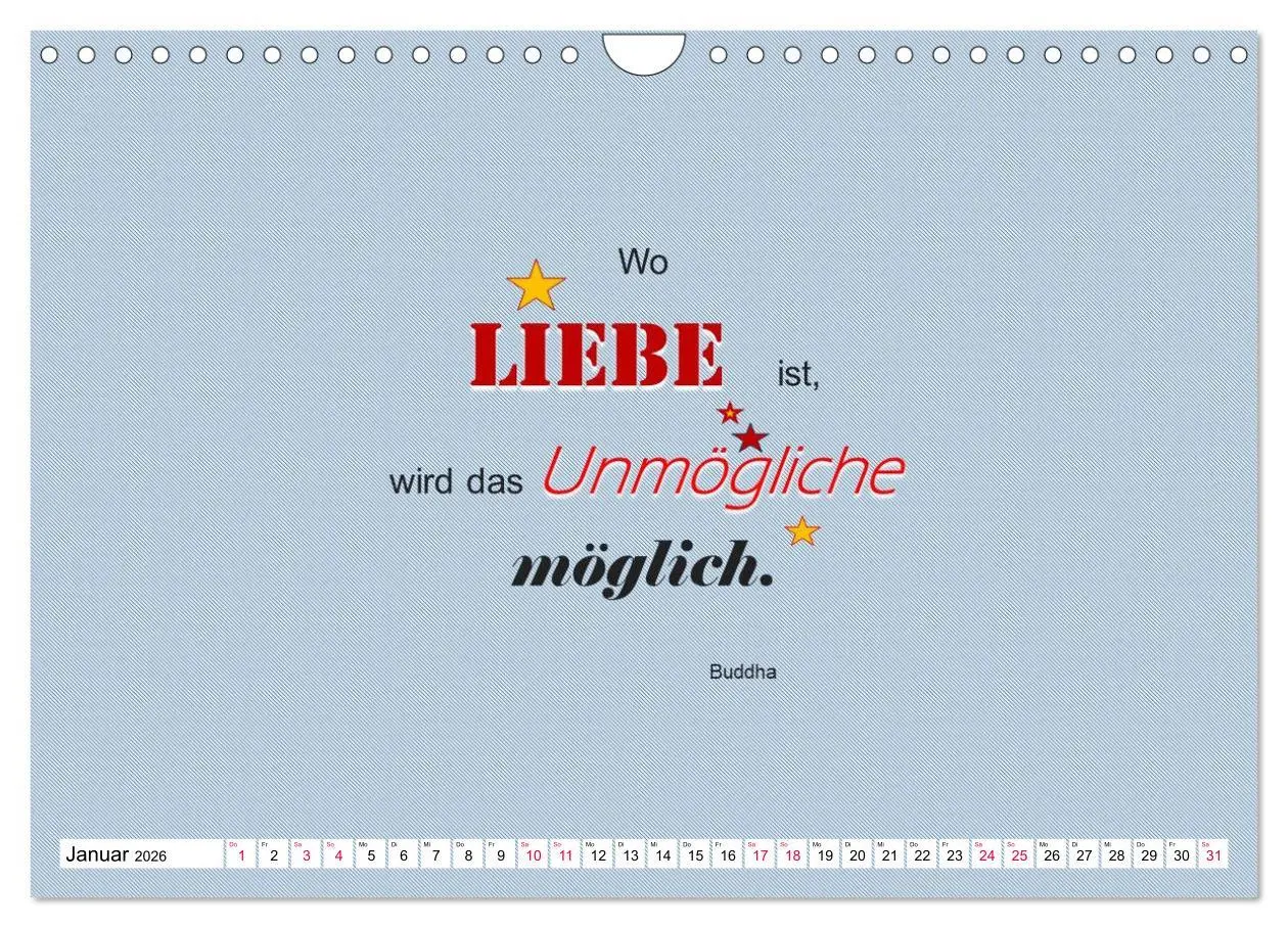 Bild: 9783457694381 | Zitate und Sprüche In Sachen LIEBE (Wandkalender 2026 DIN A4 quer),...