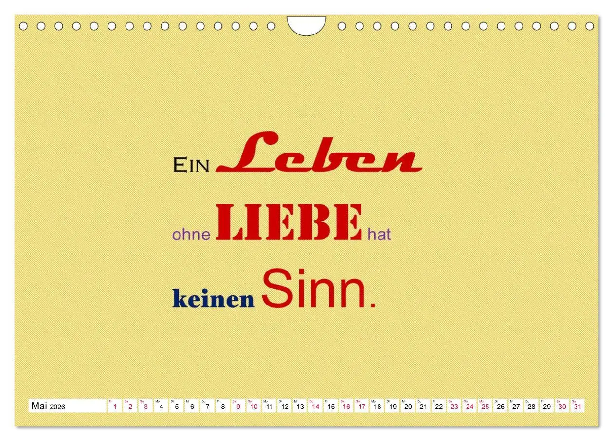 Bild: 9783457694381 | Zitate und Sprüche In Sachen LIEBE (Wandkalender 2026 DIN A4 quer),...