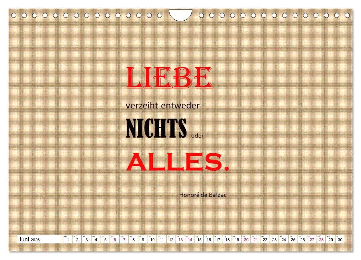 Bild: 9783457694381 | Zitate und Sprüche In Sachen LIEBE (Wandkalender 2026 DIN A4 quer),...