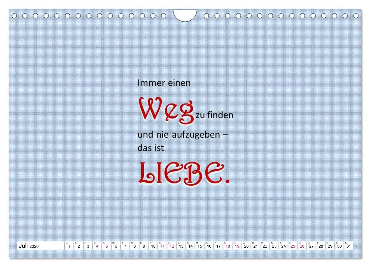 Bild: 9783457694381 | Zitate und Sprüche In Sachen LIEBE (Wandkalender 2026 DIN A4 quer),...