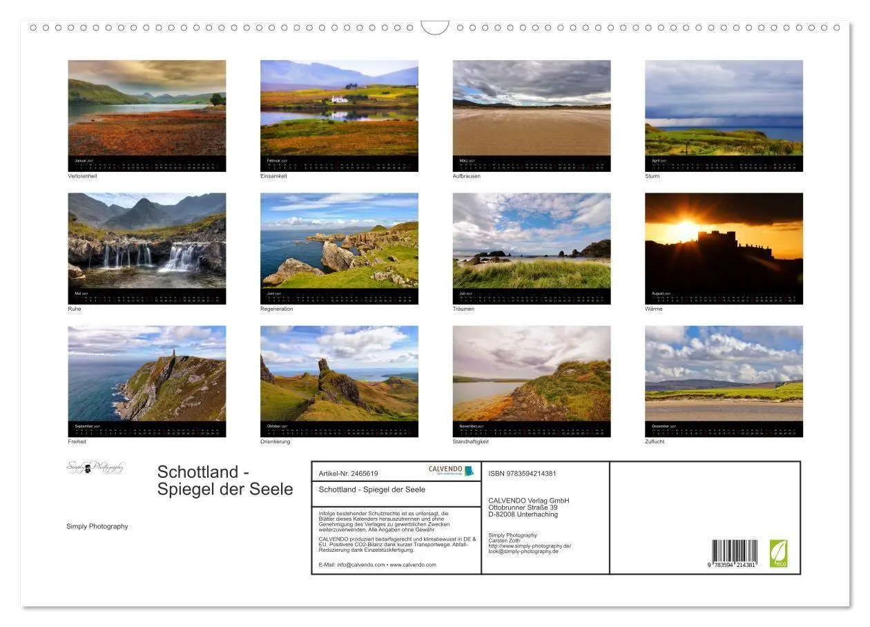 Bild: 9783594214381 | Schottland - Spiegel der Seele (Wandkalender 2027 DIN A2 quer),...