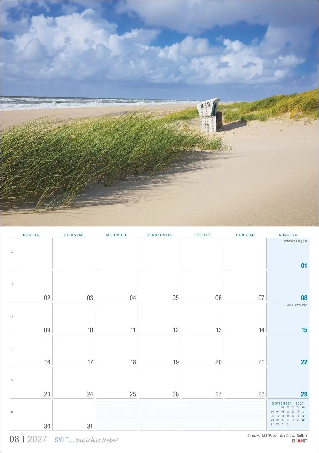 Bild: 9783964024381 | Sylt ... wie ich es liebe Kalender 2027 | Eiland | Kalender | 13 S.