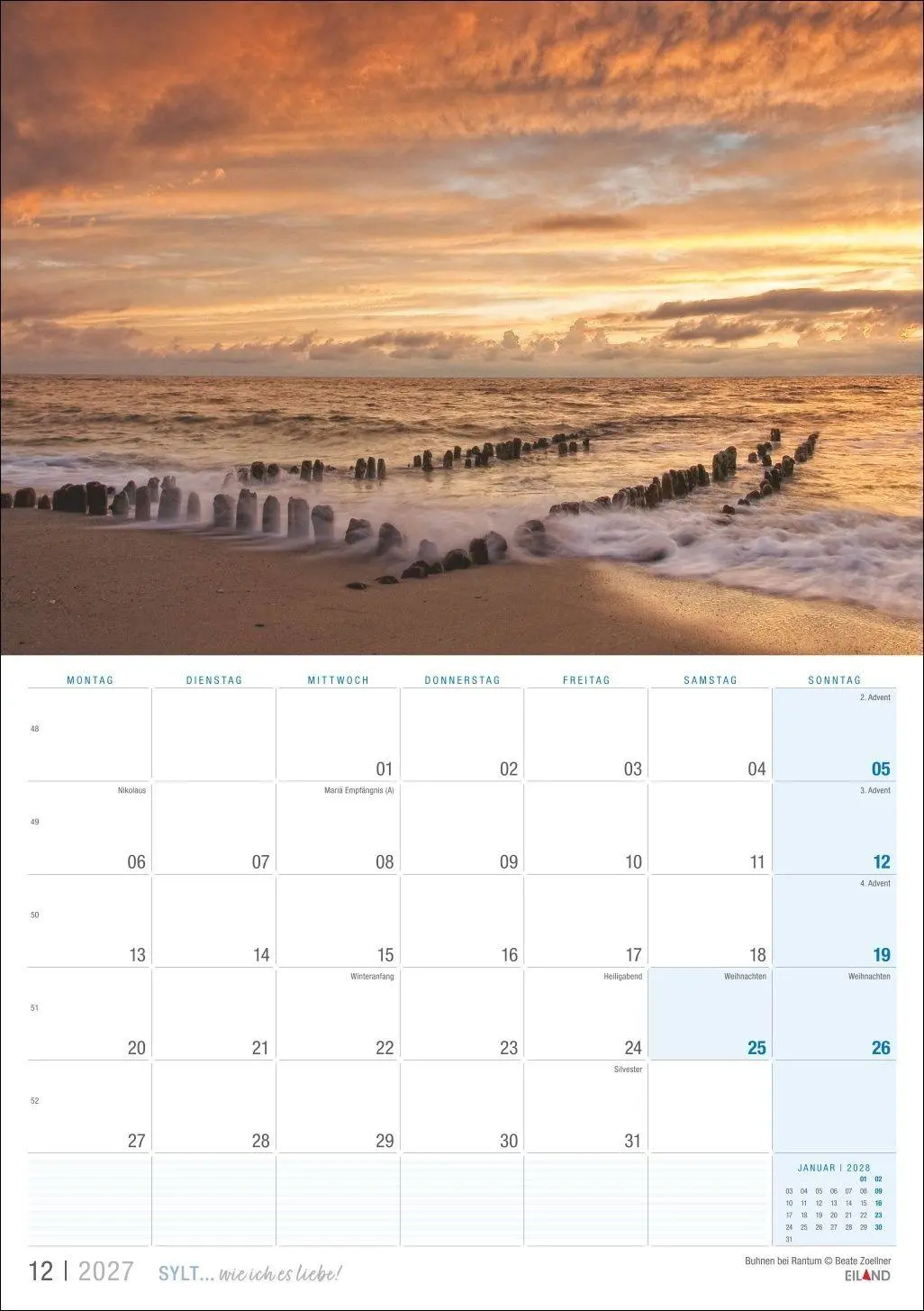 Bild: 9783964024381 | Sylt ... wie ich es liebe Kalender 2027 | Eiland | Kalender | 13 S.