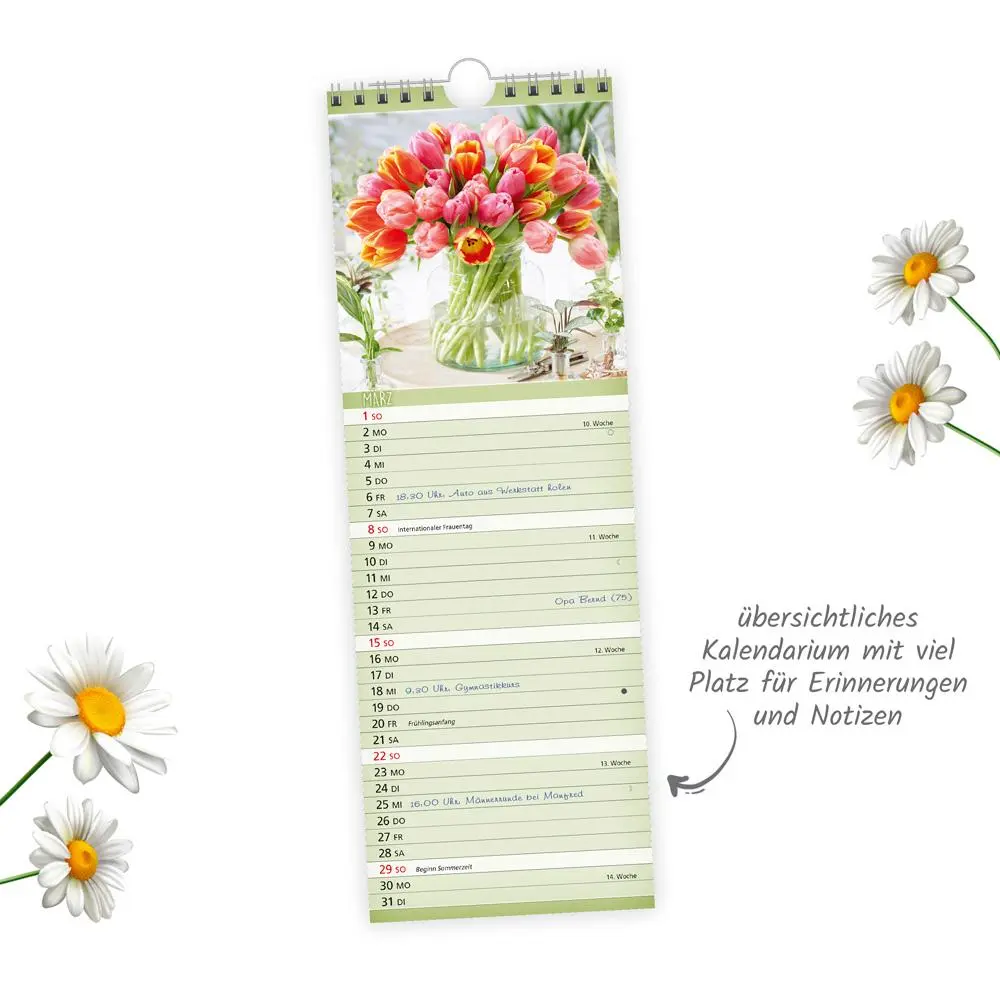 Bild: 9783988024381 | Trötsch Streifenkalender Blumen 2026 Notizkalender | KG | Kalender