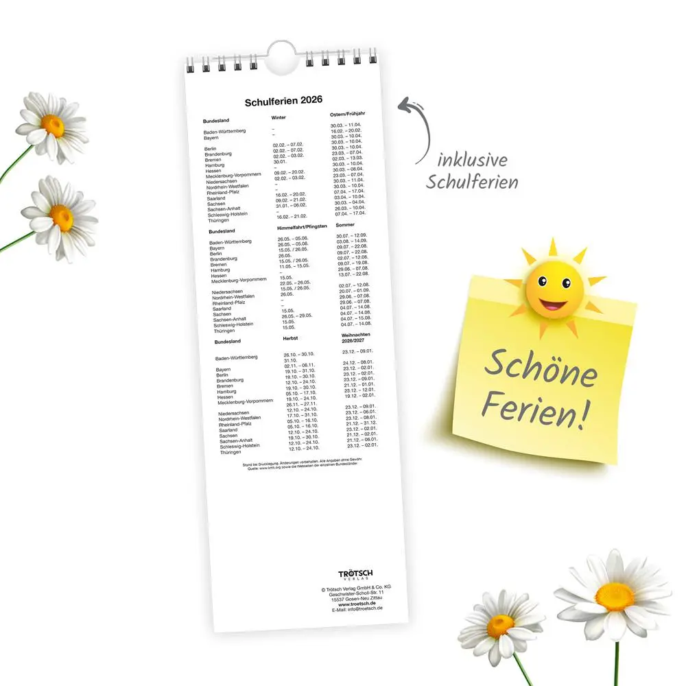 Bild: 9783988024381 | Trötsch Streifenkalender Blumen 2026 Notizkalender | KG | Kalender
