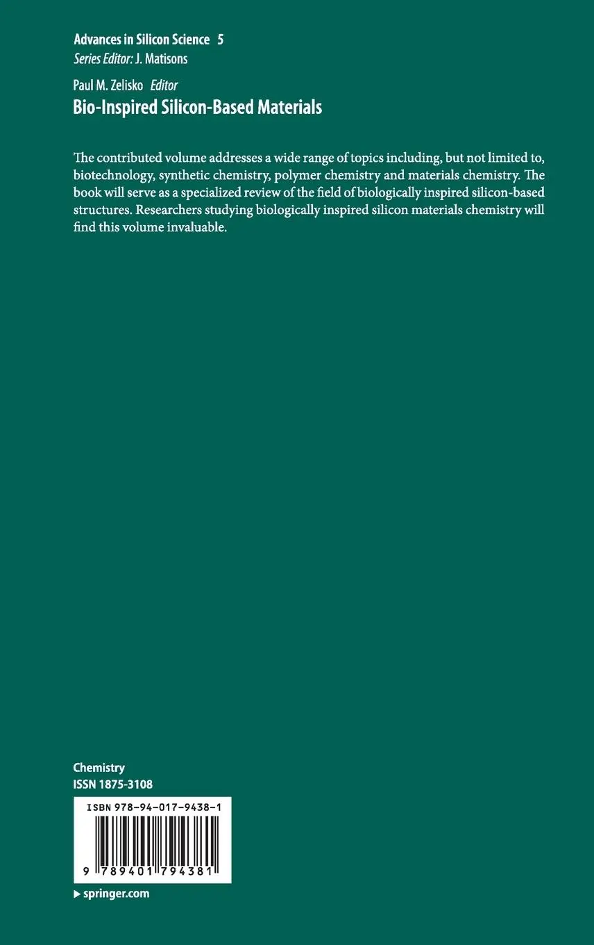 Rückseite: 9789401794381 | Bio-Inspired Silicon-Based Materials | Paul M. Zelisko | Buch | viii
