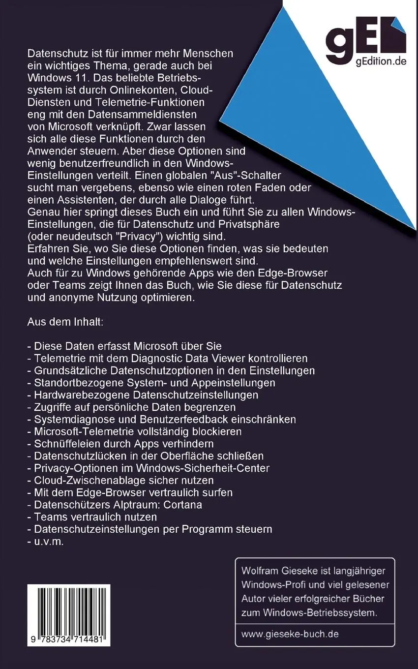 Rückseite: 9783734714481 | Windows 11 Datenschutzfibel | Wolfram Gieseke | Taschenbuch | 134 S.