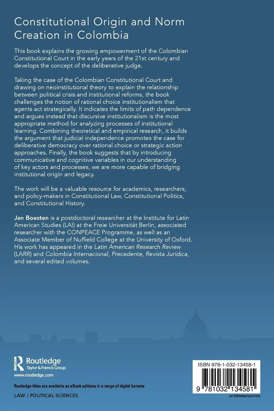 Rückseite: 9781032134581 | Constitutional Origin and Norm Creation in Colombia | Jan Boesten