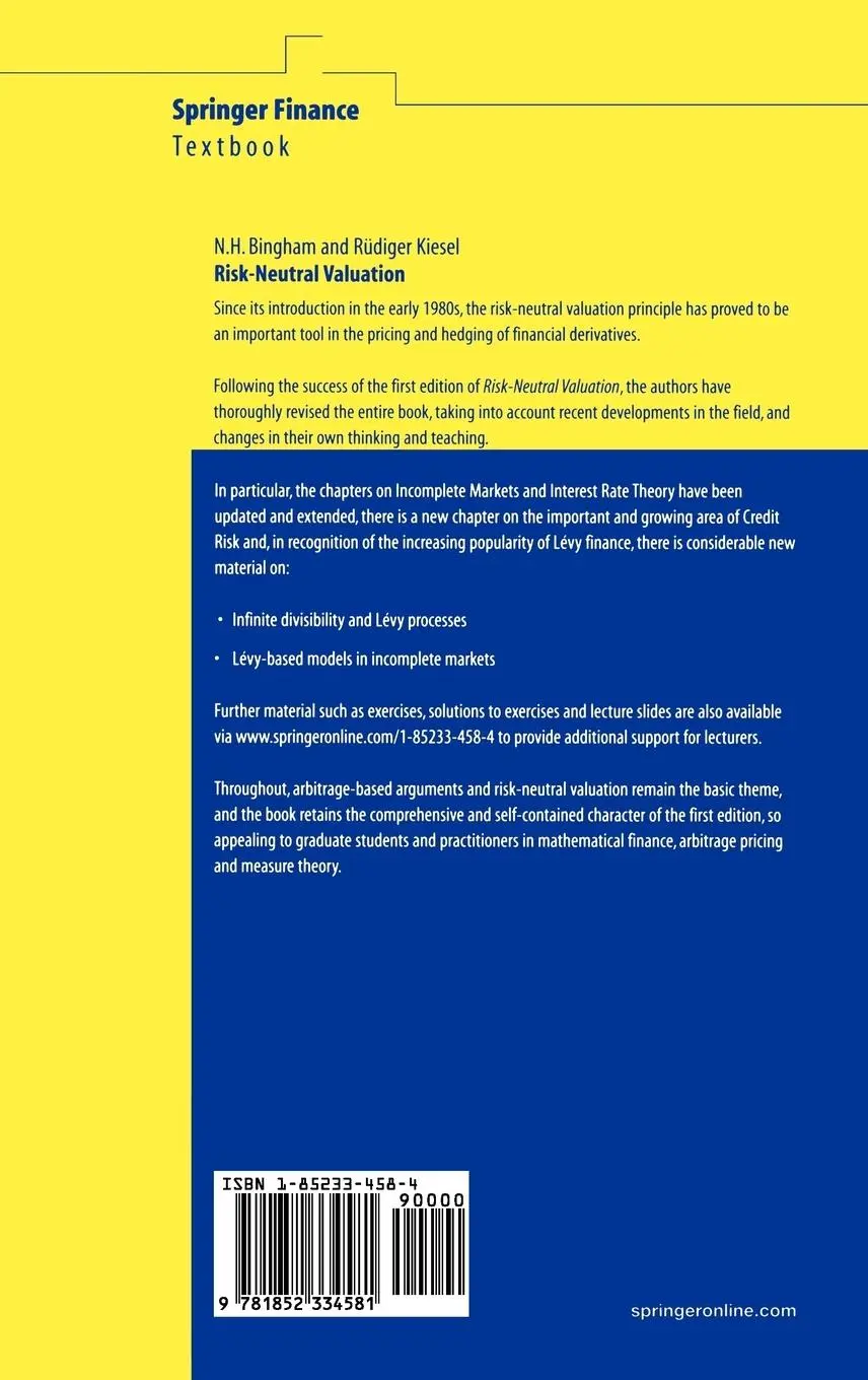 Rückseite: 9781852334581 | Risk-Neutral Valuation | Pricing and Hedging of Financial Derivatives