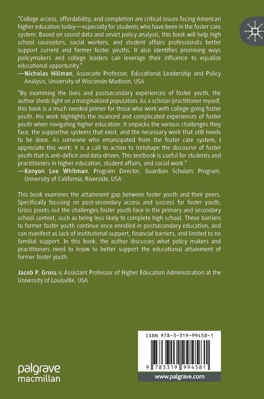 Rückseite: 9783319994581 | Former Foster Youth in Postsecondary Education | Reaching Higher