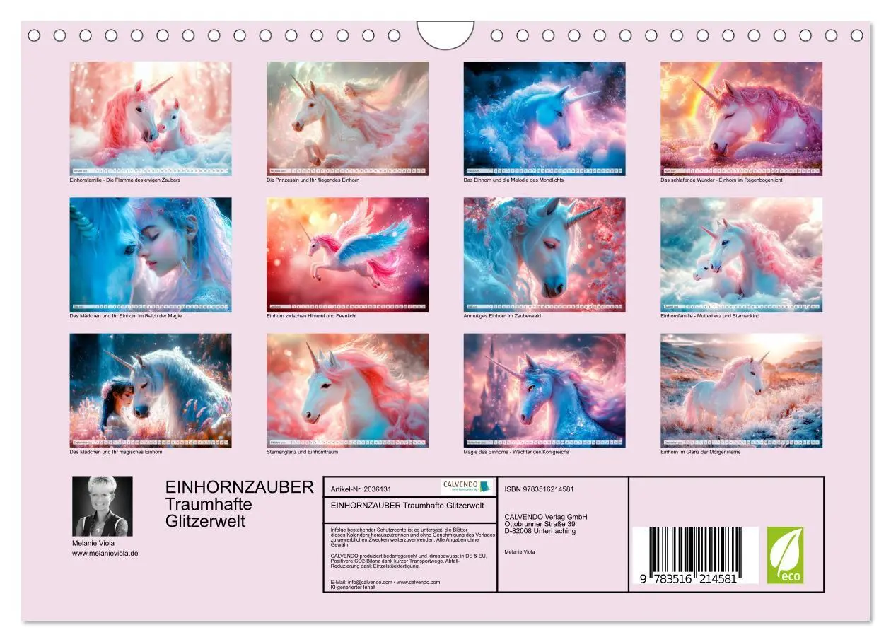 Bild: 9783516214581 | EINHORNZAUBER Traumhafte Glitzerwelt (Wandkalender 2026 DIN A4...