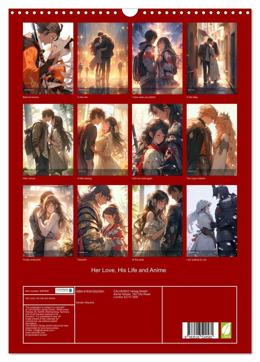 Bild: 9783516524581 | Her Love, His Life and Anime (Wall Calendar 2026 DIN A3 portrait),...