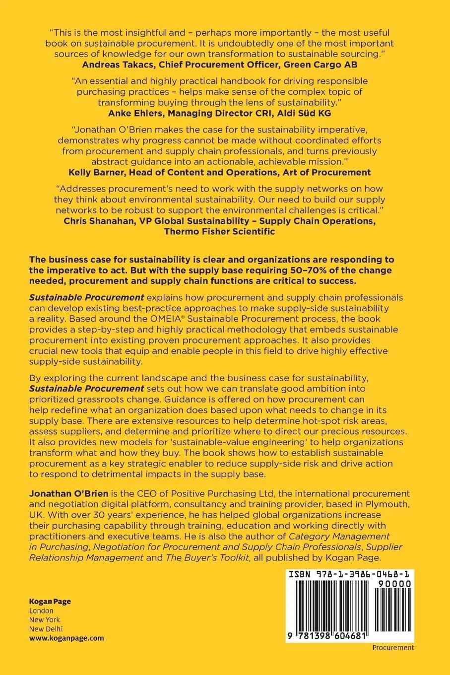 Rückseite: 9781398604681 | Sustainable Procurement | Jonathan O'Brien | Taschenbuch | Englisch