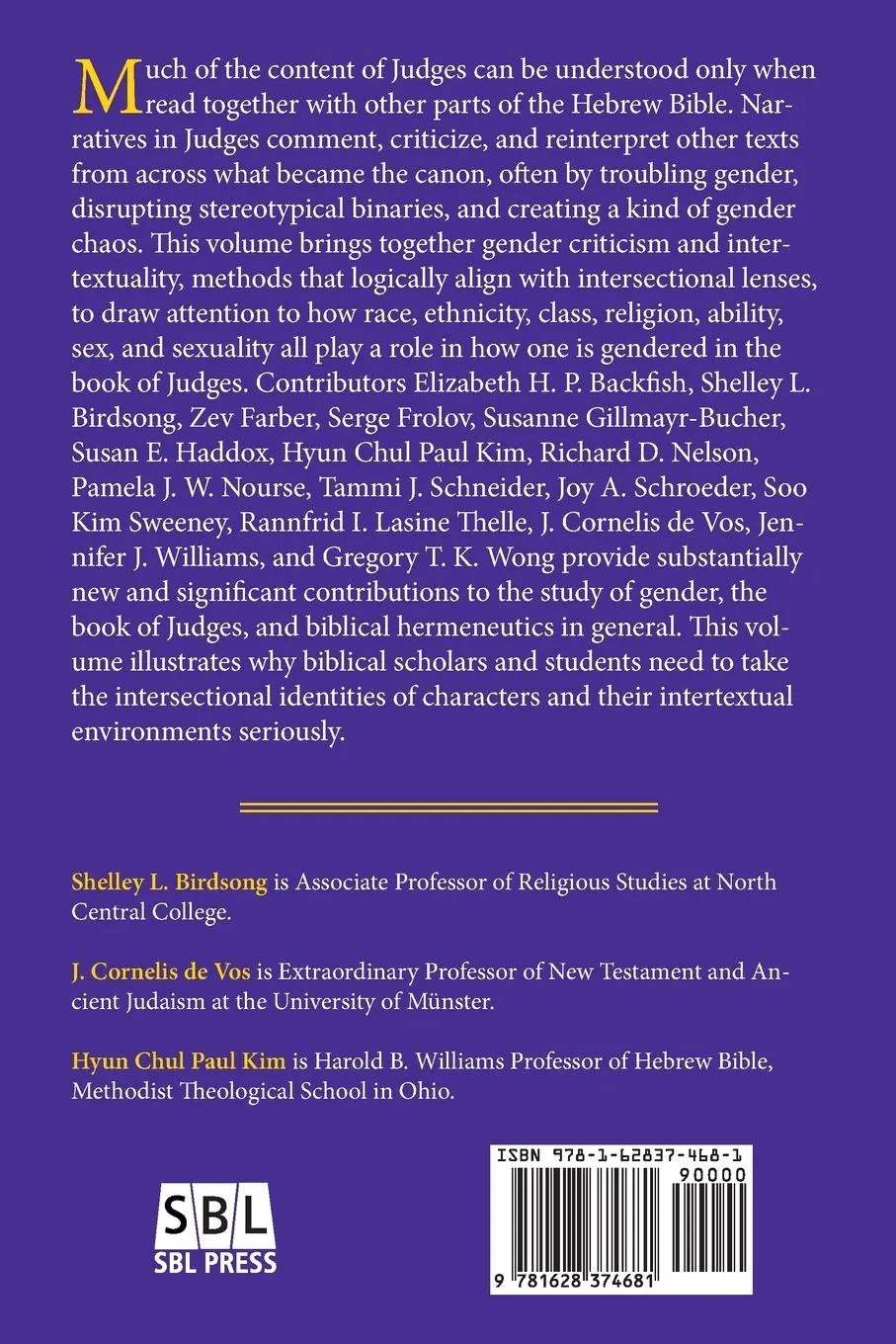 Rückseite: 9781628374681 | Reading Gender in Judges | An Intertextual Approach | Birdsong (u. a.)