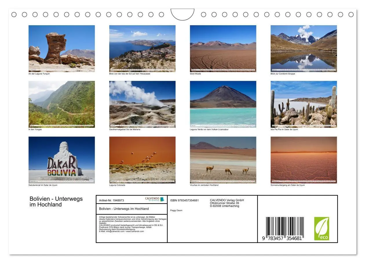 Bild: 9783457354681 | Bolivien - Unterwegs im Hochland (Wandkalender 2026 DIN A4 quer),...