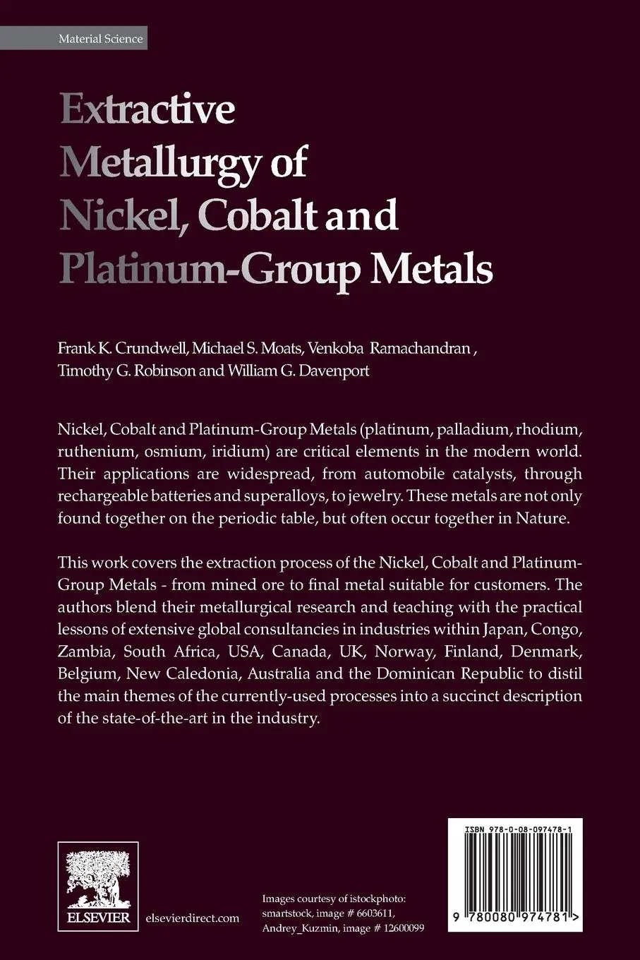 Rückseite: 9780080974781 | Extractive Metallurgy of Nickel, Cobalt and Platinum Group Metals