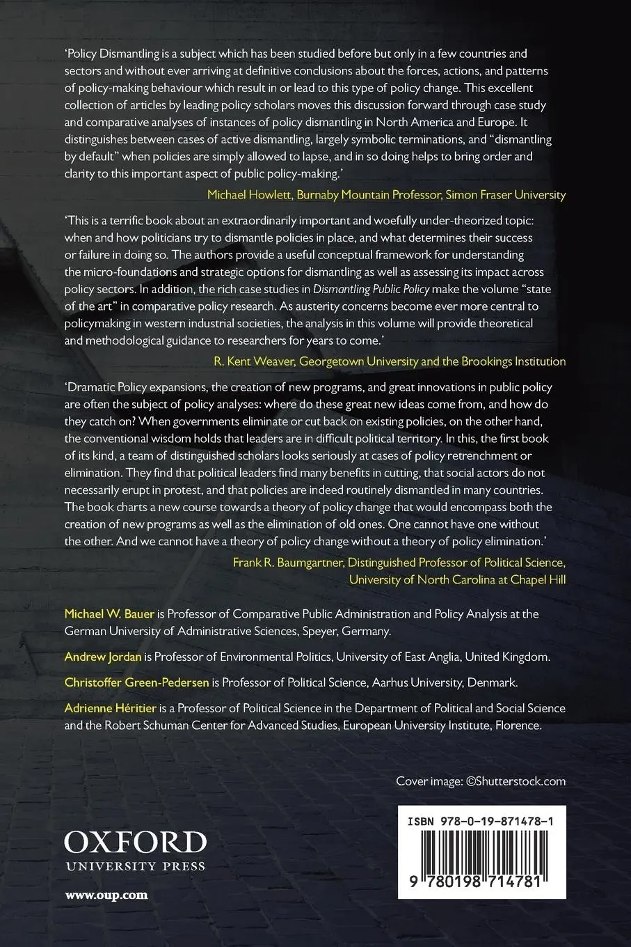 Rückseite: 9780198714781 | Dismantling Public Policy | Preferences, Strategies, and Effects