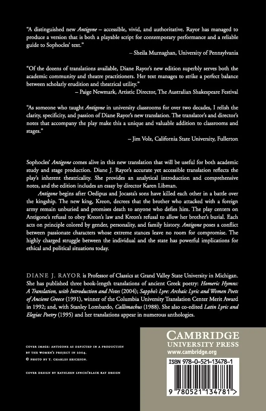 Rückseite: 9780521134781 | Sophocles' Antigone | Diane J. Rayor | Taschenbuch | Englisch | 2014