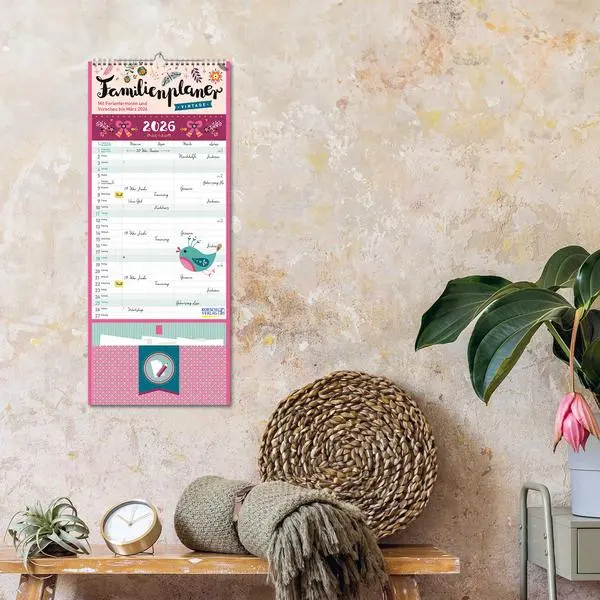 Bild: 9783731884781 | Familienplaner Vintage Zetteltasche 2026 | Verlag Korsch | Kalender