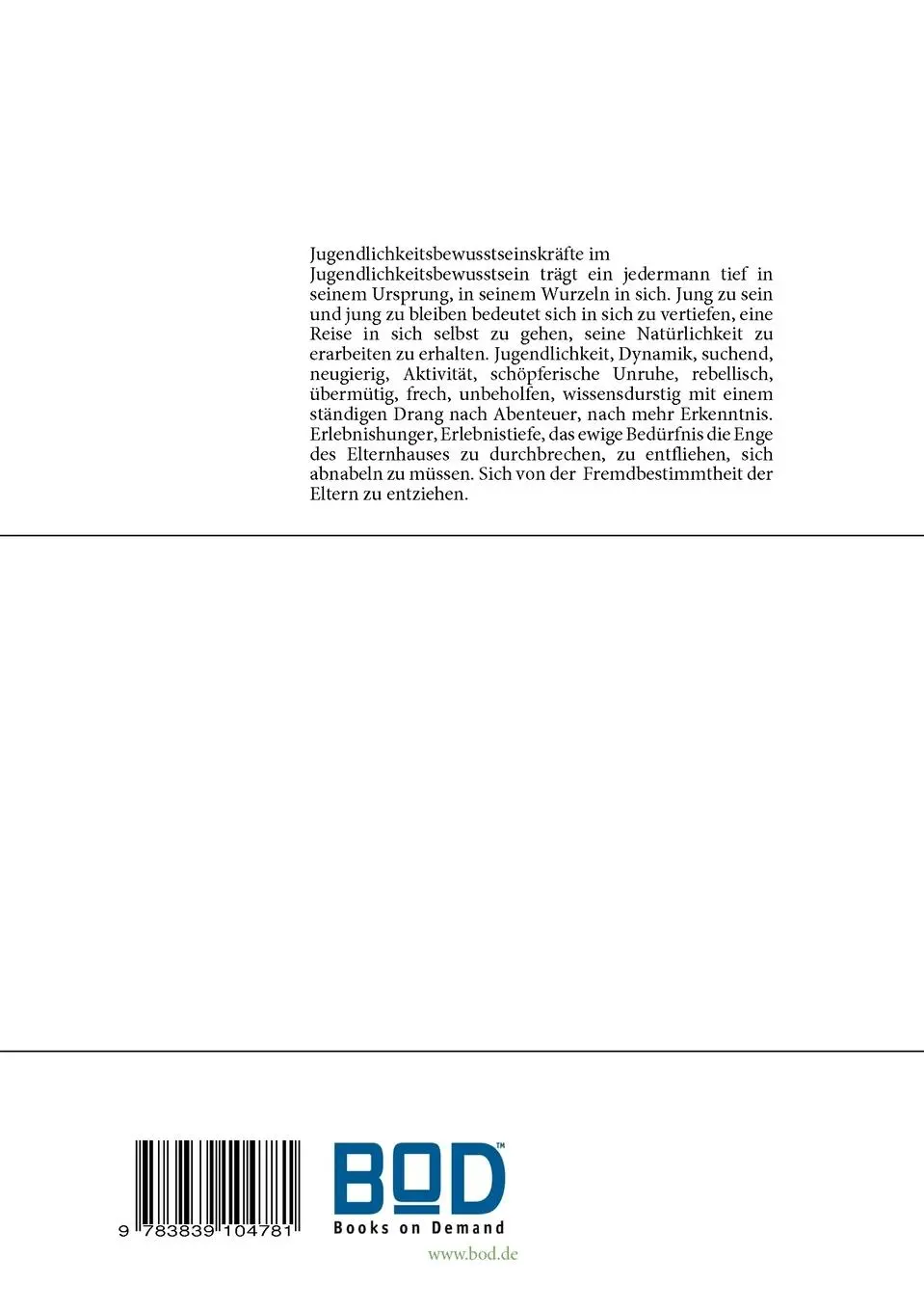 Rückseite: 9783839104781 | 95 Jugendlichkeitsbewusstseinsthesen | Heinz Sander | Taschenbuch