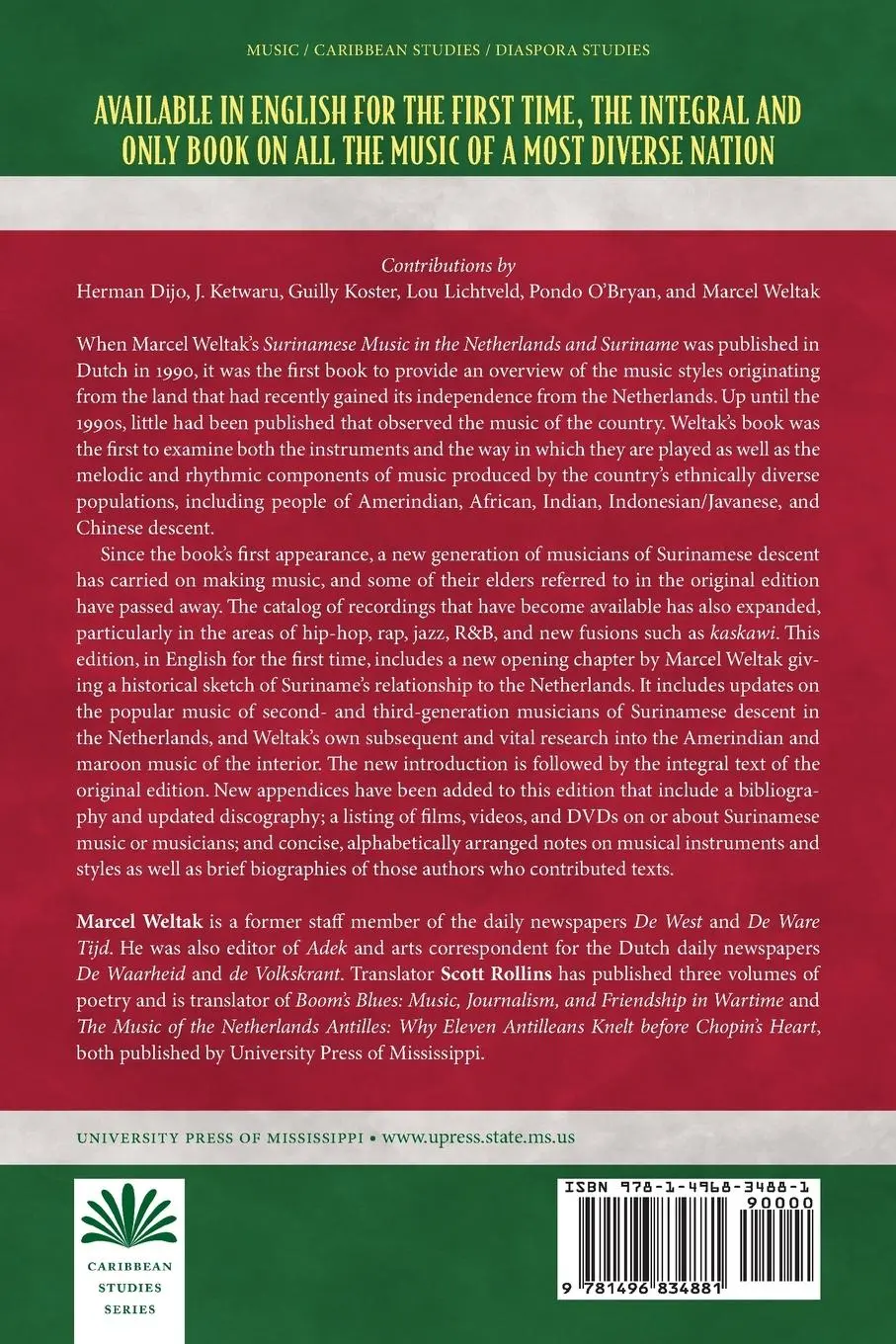 Rückseite: 9781496834881 | Surinamese Music in the Netherlands and Suriname | Marcel Weltak
