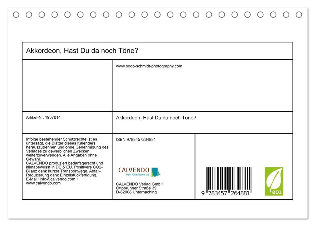 Bild: 9783457264881 | Akkordeon, Hast Du da noch Töne? (Tischkalender 2026 DIN A5 quer),...