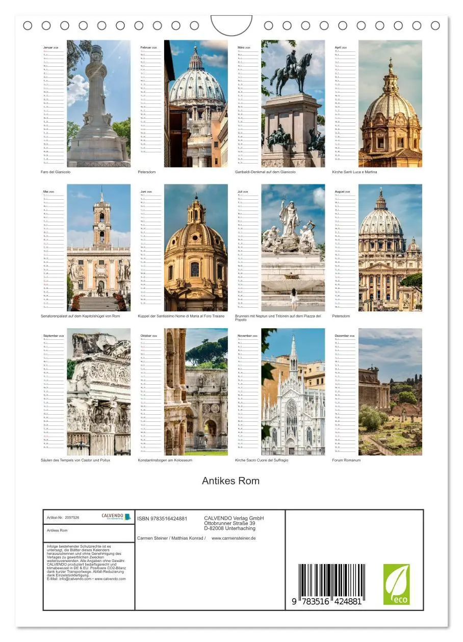 Bild: 9783516424881 | Antikes Rom (Wandkalender 2026 DIN A4 hoch), CALVENDO Monatskalender