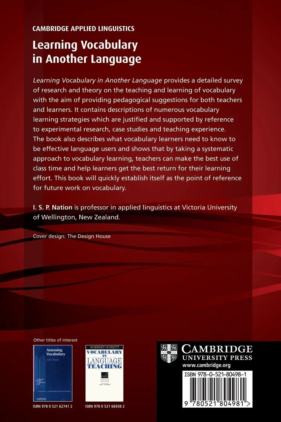 Rückseite: 9780521804981 | Learning Vocabulary in Another Language | Paul Nation (u. a.) | Buch