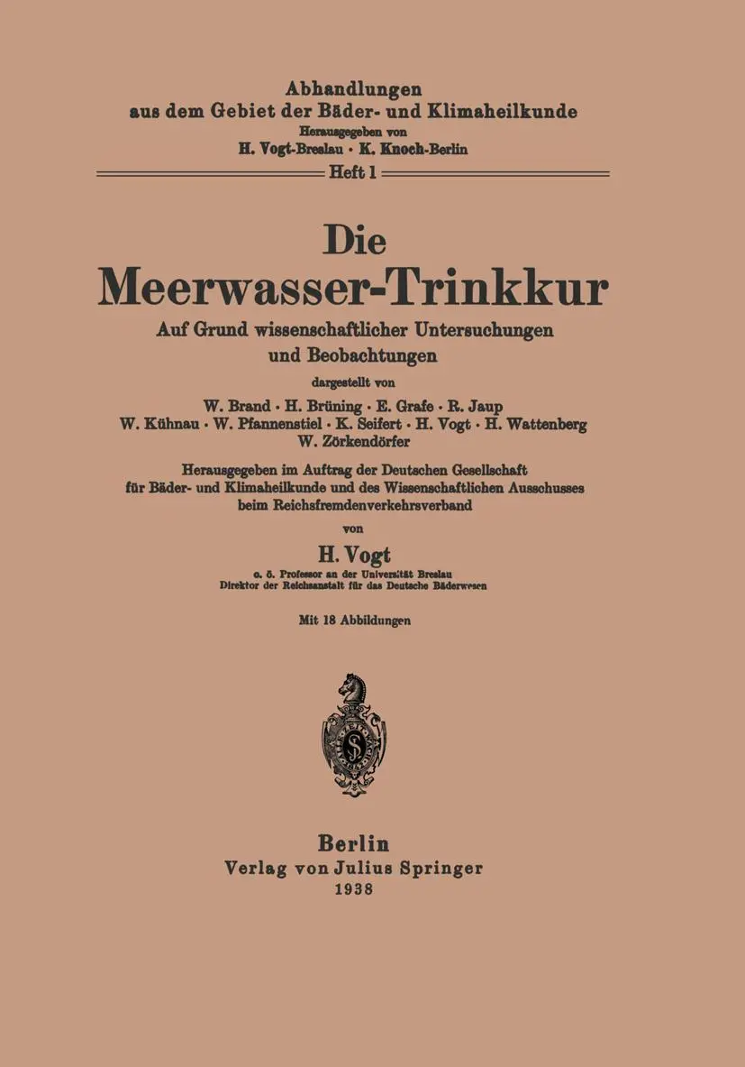 Cover: 9783642904981 | Die Meerwasser-Trinkkur | Vogt Vogt | Taschenbuch | vi | Deutsch